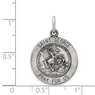 Sterling Silver Antiqued Saint George Medal Pendant QC5727
