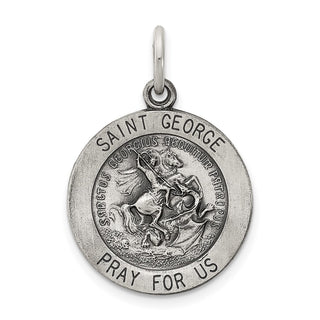 Sterling Silver Antiqued Saint George Medal Pendant QC5727