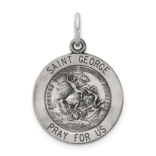 Sterling Silver Antiqued Saint George Medal Pendant QC5727
