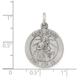 Sterling Silver Antiqued Saint Gerard Medal Pendant QC5730