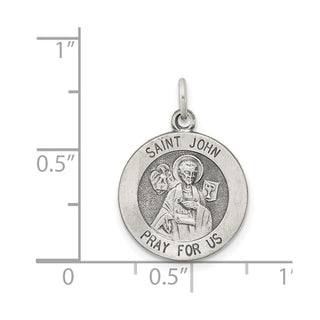 Sterling Silver Antiqued Saint John Medal Pendant QC5731