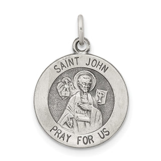 Sterling Silver Antiqued Saint John Medal Pendant QC5731