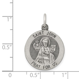 Sterling Silver Antiqued Saint John Medal Pendant QC5732