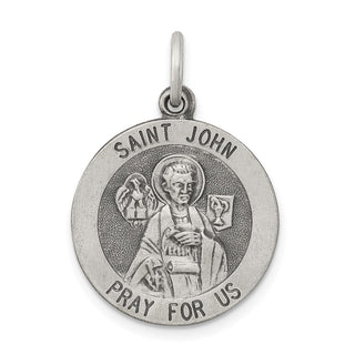 Sterling Silver Antiqued Saint John Medal Pendant QC5732