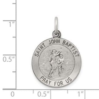 Sterling Silver Antiqued Saint John the Baptist Medal Pendant QC5733