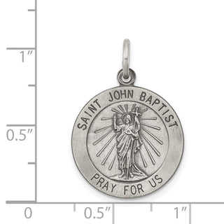 Sterling Silver Antiqued Saint John the Baptist Medal Pendant QC5734
