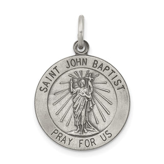 Sterling Silver Antiqued Saint John the Baptist Medal Pendant QC5734