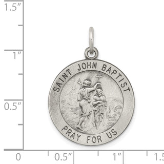 Sterling Silver Antiqued Saint John the Baptist Medal Pendant QC5735
