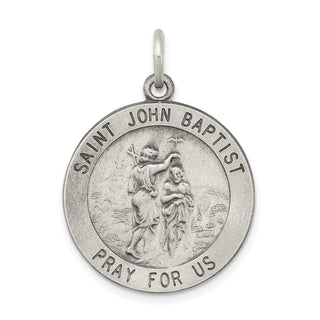 Sterling Silver Antiqued Saint John the Baptist Medal Pendant QC5735