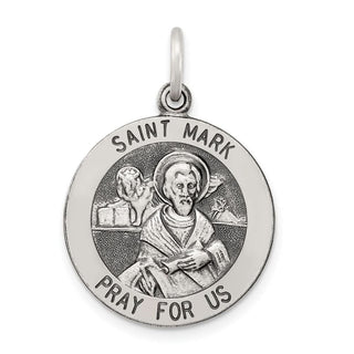 Sterling Silver Antiqued Saint Mark Medal Pendant QC5738