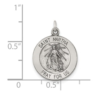 Sterling Silver Antiqued Saint Martha Medal Pendant QC5739
