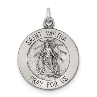 Sterling Silver Antiqued Saint Martha Medal Pendant QC5739