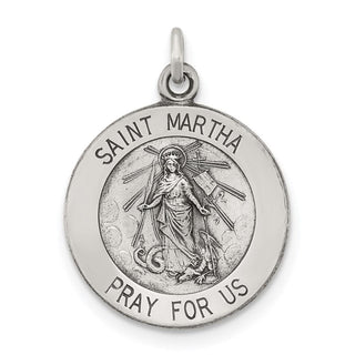 Sterling Silver Antiqued Saint Martha Medal Pendant QC5739