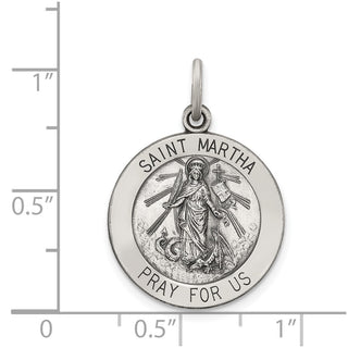 Sterling Silver Antiqued Saint Martha Medal Pendant QC5740