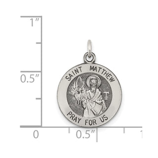 Sterling Silver Antiqued Saint Matthew Medal Pendant QC5741