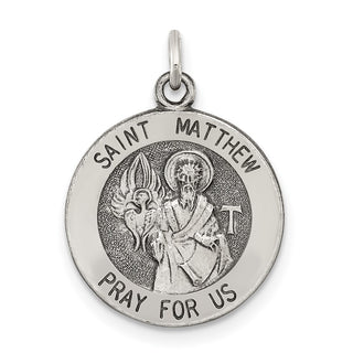 Sterling Silver Antiqued Saint Matthew Medal Pendant QC5741