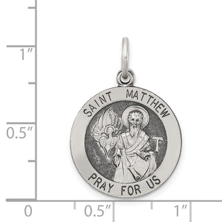 Sterling Silver Antiqued Saint Matthew Medal Pendant QC5743