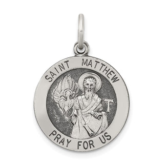 Sterling Silver Antiqued Saint Matthew Medal Pendant QC5743