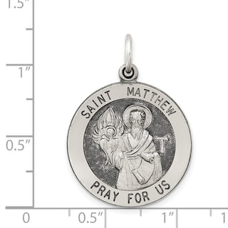 Sterling Silver Antiqued Saint Matthew Medal Pendant QC5744