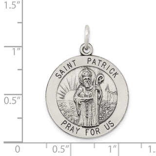 Sterling Silver Antiqued Saint Patrick Medal Pendant QC5748