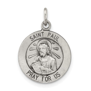 Sterling Silver Antiqued Saint Paul Medal Pendant QC5749