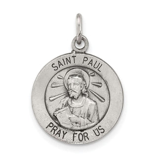 Sterling Silver Antiqued Saint Paul Medal Pendant QC5749