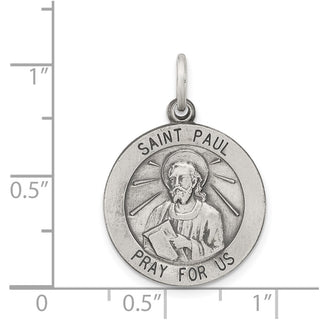 Sterling Silver Antiqued Saint Paul Medal Pendant QC5750