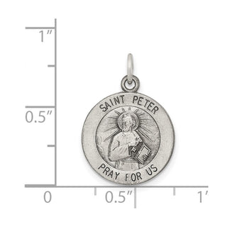 Sterling Silver Antiqued Saint Peter Medal Pendant QC5751