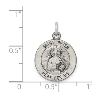 Sterling Silver Antiqued Saint Peter Medal Pendant QC5751