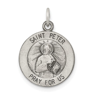 Sterling Silver Antiqued Saint Peter Medal Pendant QC5751