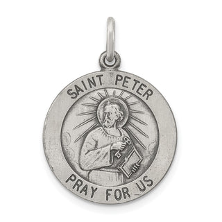 Sterling Silver Antiqued Saint Peter Medal Pendant QC5753