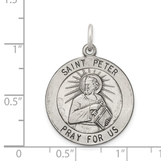 Sterling Silver Antiqued Saint Peter Medal Pendant QC5754