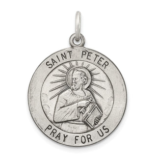 Sterling Silver Antiqued Saint Peter Medal Pendant QC5754