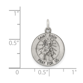 Sterling Silver Antiqued Saint Roch Medal Pendant QC5755