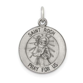 Sterling Silver Antiqued Saint Roch Medal Pendant QC5755