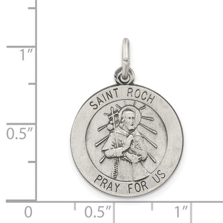 Sterling Silver Antiqued Saint Roch Medal Pendant QC5756