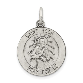Sterling Silver Antiqued Saint Roch Medal Pendant QC5756