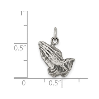 Sterling Silver Antiqued Praying Hands Charm QC5798