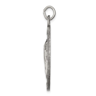 Sterling Silver Praying Hands Pendant - 40 x 30mm, Antiqued & Satin
