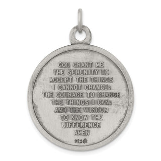 Sterling Silver Praying Hands Pendant - 40 x 30mm, Antiqued & Satin