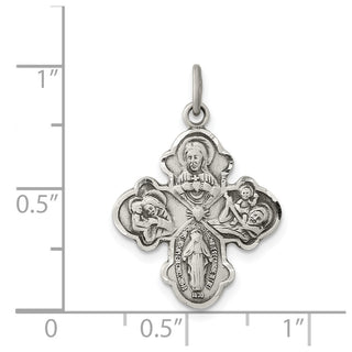Sterling Silver Antiqued Reservible 4-way Medal Pendant