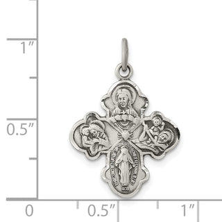 Sterling Silver Antiqued Reservible 4-way Medal Pendant
