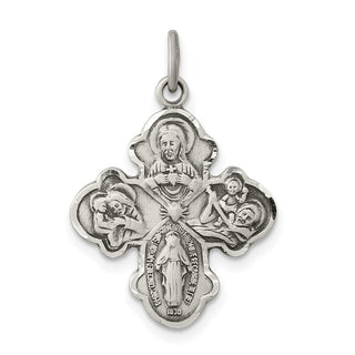 Sterling Silver Antiqued Reservible 4-way Medal Pendant