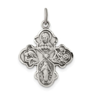 Sterling Silver Antiqued Reservible 4-way Medal Pendant