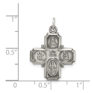 Sterling Silver Antiqued Reversible 4-way Medal Pendant QC5806