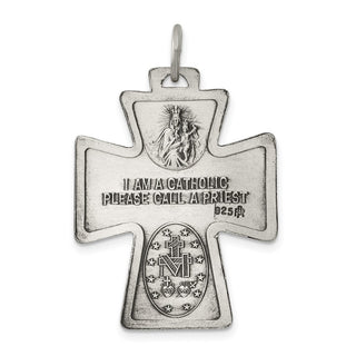 Sterling Silver Antiqued Reversible 4-way Medal Pendant QC5808