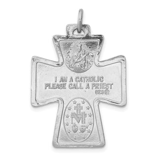 Sterling Silver Rhodium-plated Reversible 4-way Medal Pendant