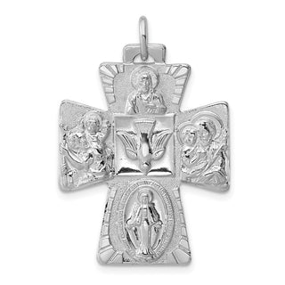 Sterling Silver Rhodium-plated Reversible 4-way Medal Pendant