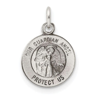 Sterling Silver Antiqued Guardian Angel Medal Charm QC5817