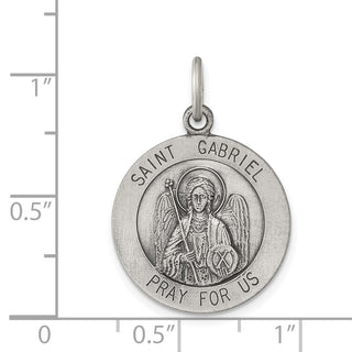 Sterling Silver Antiqued Saint Gabriel Medal Pendant